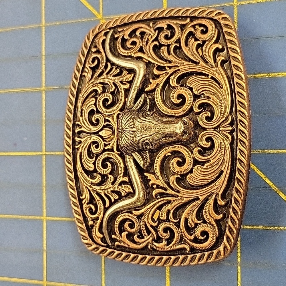 Copper Tone w Silver Longhorn Buckle